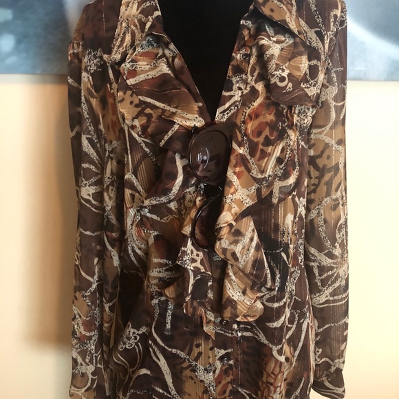 VINTAGE ruffled blouse size large - Picture 6 of 10